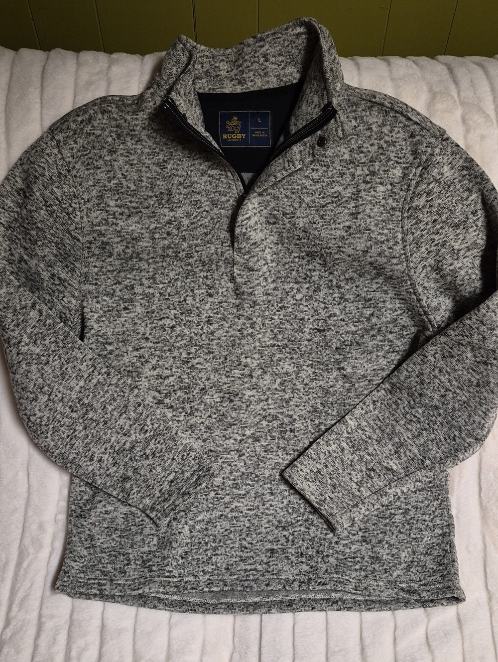 Rugby by Polo Gray Marled Half-Zip Men's Sweater